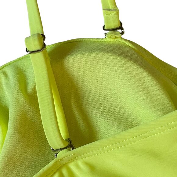 Bikini 2Pc High Cut Swimsuit Jr Lg 11-13 Adjustable Removable Straps Neon Yellow - Picture 6 of 9